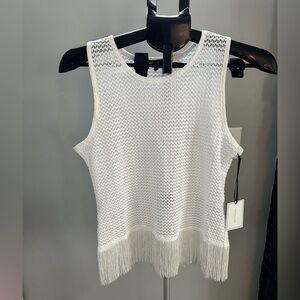 NWT 1. State White Fringe Sleeveless Top